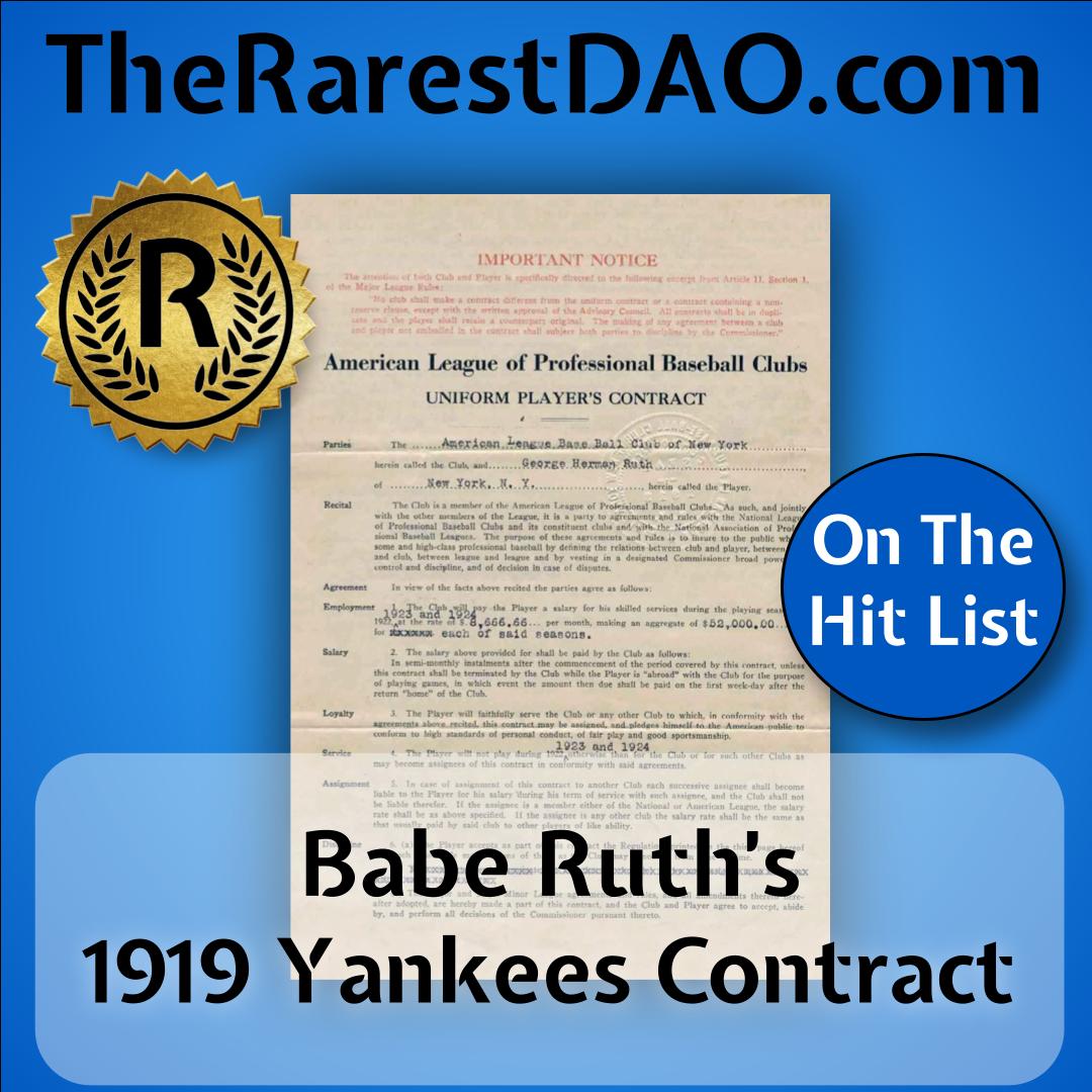 Babe Ruth's 1919 Yankees Contract